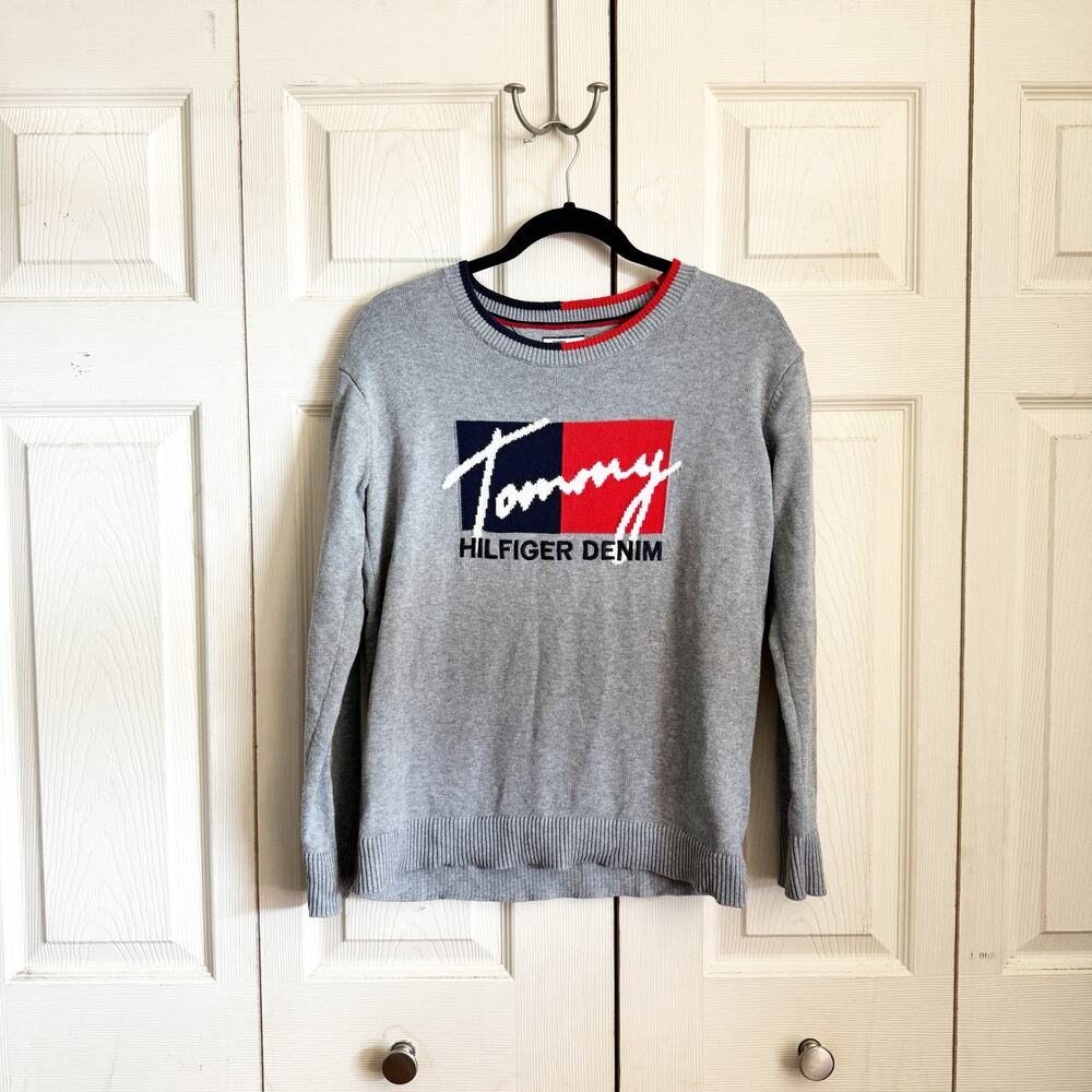 Tommy Hilfiger Sweater Logo Denim fall preppy academia classic school nerd